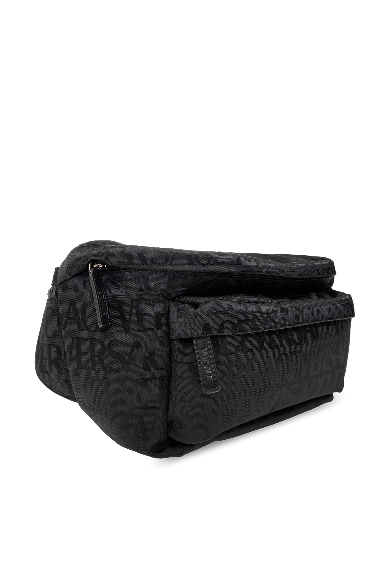 Versace Belt Fanny pack Black cheapest silver logo new